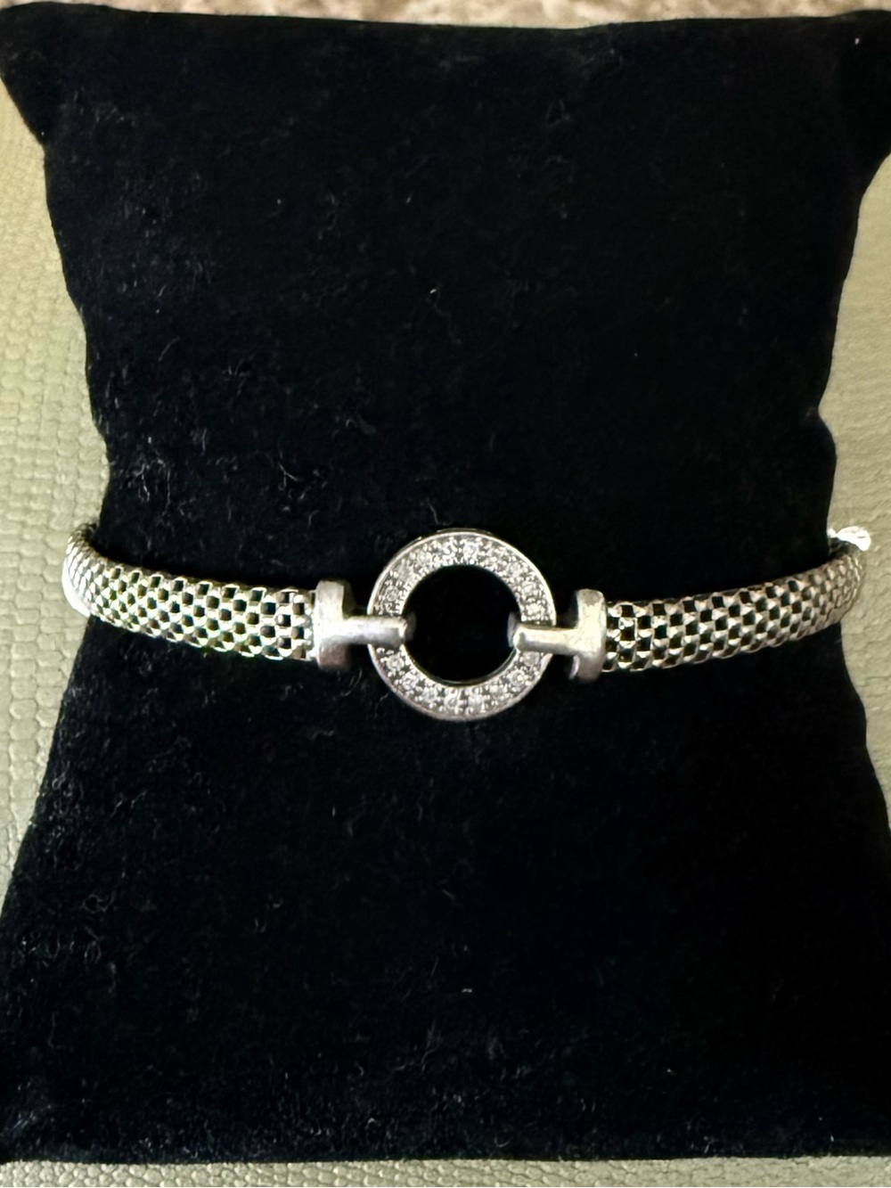 Silver Pavé Circle Mesh Bracelet - Women's Jewelry